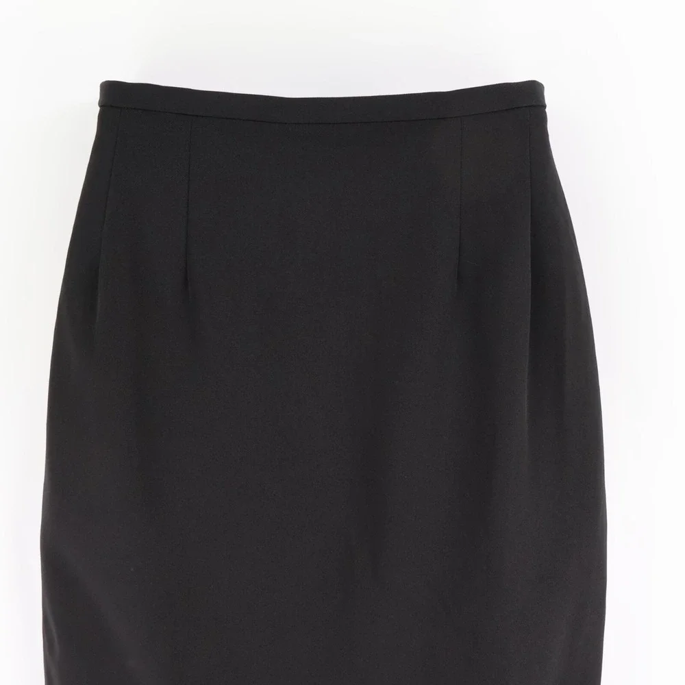 Harve Benard Midi Pencil Skirt Womens Size 6 Black Polyester Blend Lined Pleated